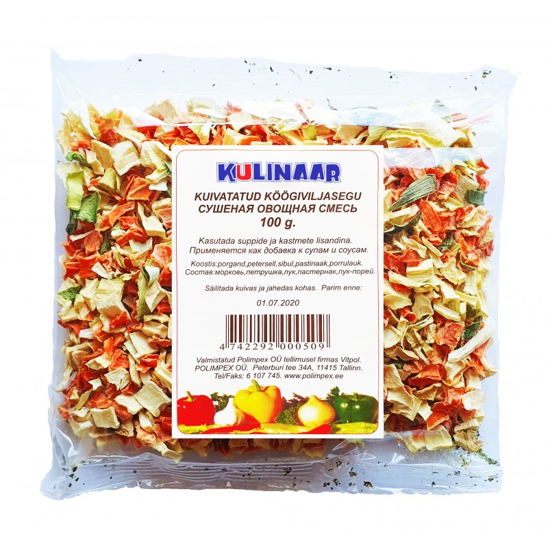 Kuivatatud köögiviljasegu Kulinaar 100 g.