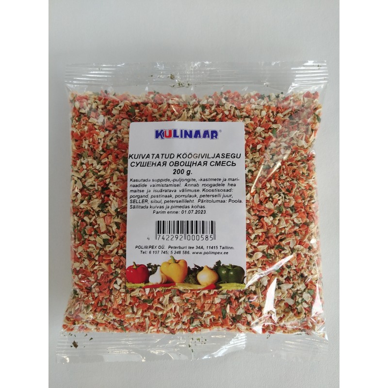 Kuivatatud köögiviljasegu (purustatud) 200 g